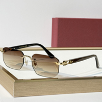 Lunettes de soleil de luxe pour hommes, rectangulaires, sans monture, de créateur, avec verres dégradés, monture en titane, protection UV400, haute qualité, idéales pour les vacances