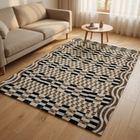 Tapis en acrylique tufté à la main, grand format pour salon, couleur noire, motif lignes, prix de gros, tapis de zone