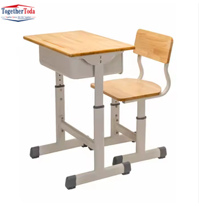 Ensemble de mobilier de formation scolaire moderne, durable, écologique, ergonomique et stable, avec bureau et chaise en bois à hauteur réglable pour salle de classe - Product Image 1