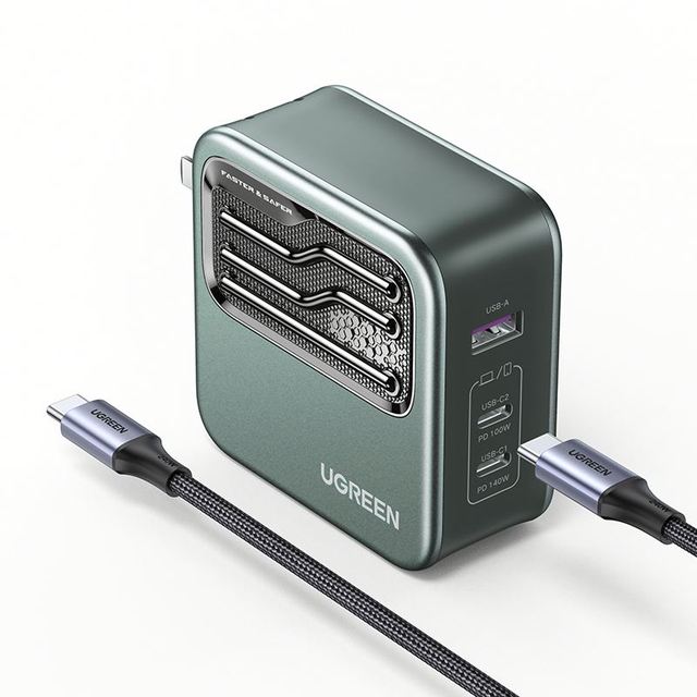 UGREEN 140W USB C Charger with 240W USB C to USB C Cable, 3-Port Foldable GaN Fast Laptop Wall Charger Power Adapter