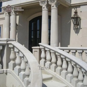 Ringhiere per scale in marmo bianco personalizzate TREVI, ringhiere per esterni in pietra naturale per progetti di lusso - Product Image 5
