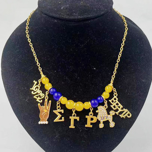 Custom blu giallo bianco due dimensioni catena di perle <span class=keywords><strong>SGR</strong></span> 1922 barboncino strass collana ciondolo accessori per gioielli - Product Image 2