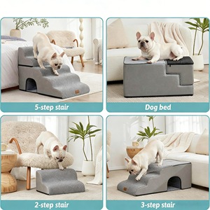 Pet Staircase 5 Step Convertible Ramp Sofa Style <b>Dog</b> Climbing Ladder With <b>Bed</b> Mat Gray Multifunctional For <b>Small</b> <b>Dogs</b> - Product Image 2