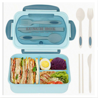 Boîte de rangement alimentaire pour micro-ondes étanche avec couverts, boîte à lunch pour pique-nique pour adultes, boîte à lunch compartimentée, boîte à bento en plastique