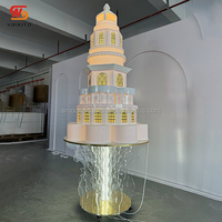 Nouvelle conception lisse, plateau tournant à gâteau en acrylique 3D à motif mobile avec lumière LED pour la décoration de gâteaux de mariage