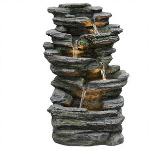 Fuente de Agua de Roca de 4 Niveles para Exteriores, Personalizada, Pintada a Mano, con Luces LED Impermeables, Modelo con Diseño Moderno, Artesanía de Resina Feng Shui para el Hogar - Product Image 2