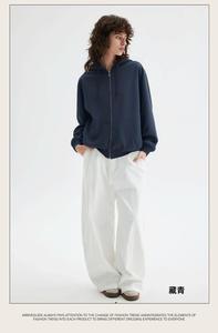 เสื้อฮู้ดซิปผู้ชายทรงโอเวอร์ไซส์สีพื้นผ้าฝ้ายเฟรนช์เทอร์รี่ สวมใส่สบายๆ สำหรับฤดูใบไม้ร่วง รุ่นยอดนิยม - Product Image 4