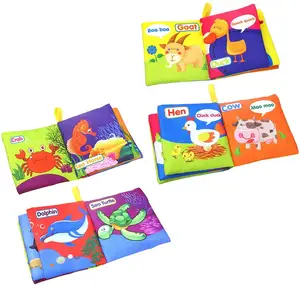 Özel 2 in 1 renkli eğitim kitap kapağı ciltleme yumuşak güvenli dokunmatik su hissediyorum bez kitap seti Babys oyuncaklar çocuklar için hediye
