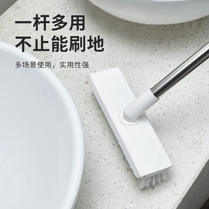 Bathroom Floor Brush Long Handle Stiff Bristles With <b>Squeegee</b> Hanging Design For Cleaning Hard To Reach Areas - Product Image 4