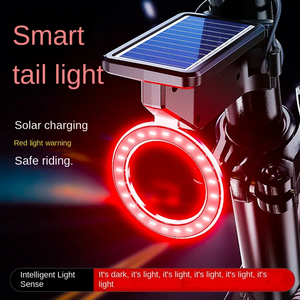 Feu arrière de <span class=keywords><strong>vélo</strong></span> rechargeable à énergie solaire USB C Super Bright Night Riding Safety Rear Light Indicateur LED Bicycle Light - Product Image 2
