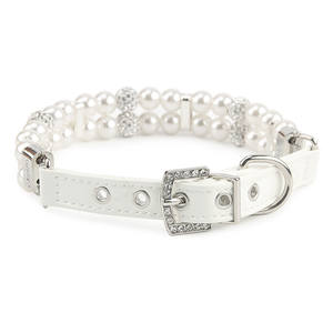 Moda PU cuero ajustable Rhinestone perla gato perro Collar para perros pequeños collar - Product Image 4