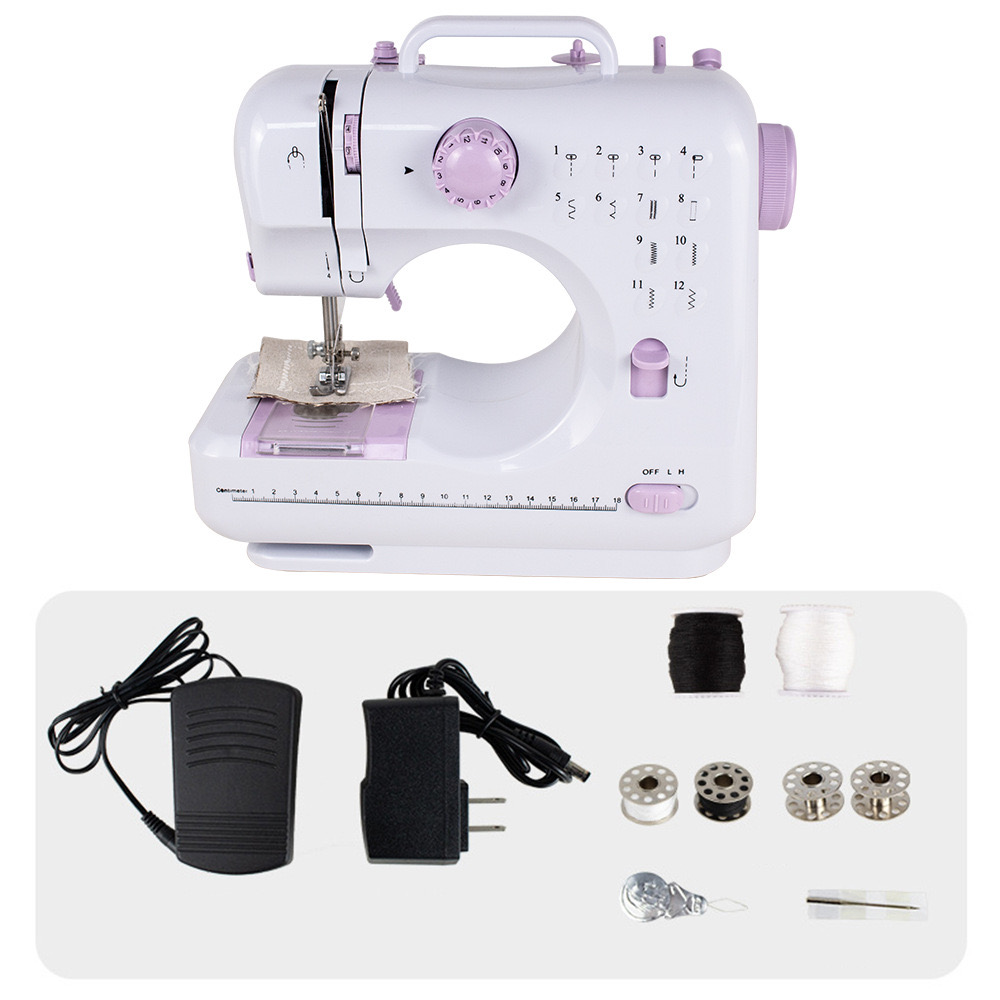 Good Quality Mini Home Multifunctional Sewing Machine 12 Stitch Patterns Two Power Supply CE Standard Household Sewing Machine