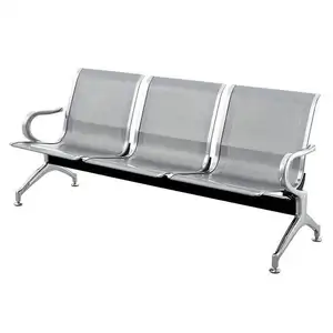 Modern Chrome Steel Waiting Chair 3 Seater Hospital Station Reception Waiting Bench Seat Chair