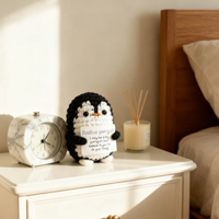 Peluche pingouin fantôme au crochet faite à la main avec carte d'encouragement – Cadeau énergétique positif pour Halloween, souvenir ou cadeau de fête