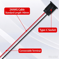Connecteur de panneau USB-C Type-C étanche pré-câblé à 2 broches avec filetage M12 LN-022, type rond de 12 mm
