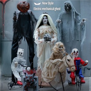 Decoración Eléctrica Grande de Halloween: Casa Embrujada con Secretos Mecánicos, Terror por Inducción, Fantasma, Lobo Espeluznante y Accesorios de Calaveras - Product Image 1