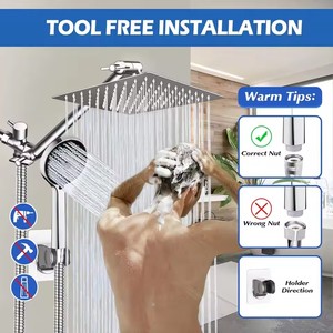 Nouvelle édition – Kits de <span class=keywords><strong>douche</strong></span> muraux de style américain en ABS et acier inoxydable avec séparateur d'eau à trois voies et tige d'extension - Product Image 5