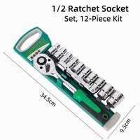 ELEHAND OEM Jeu de douilles 12 pièces 1/2'' 8-24mm avec clé à cliquet, rallonge et support en plastique – Kit d'outils manuels pour réparation automobile