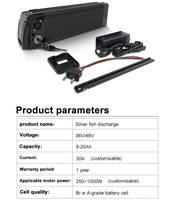 Batterie au lithium rechargeable pour vélo électrique (style Silverfish) TL-EB-T48 Vélos électriques 36V / 48V 15Ah Décharge à débit moyen