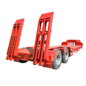 Remorque semi-remorque plateau bas standard pour camion, 2 essieux, suspension mécanique en acier, système de freinage à double ligne, inclinaison et glissement, vente en gros usine - Product Image 2