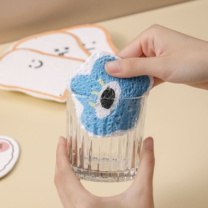 Éponge à récurer avec face à fibres abrasives et face à fibres douces, épaisse, pour un nettoyage efficace des taches, chiffon de vaisselle de cuisine - Product Image 6