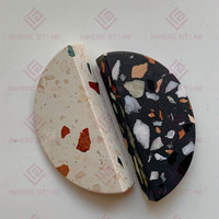 Boutons de porte en terrazzo demi-cercle décoratifs personnalisés uniques meubles de chambre à coucher boutons de tiroir d'armoires de cuisine