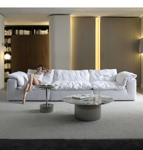 Canapé modulaire en tissu blanc de luxe moderne en forme de U, compressé et emballé sous vide, pour salon, convertible en lit - Product Image 3