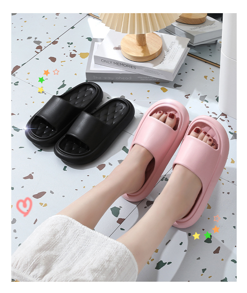 Summer Slippers Thickened Sole Bathroom Slides Slippers Hotel Solid Color Men Women