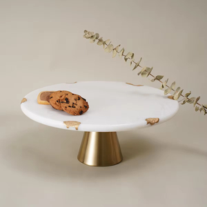 Hot Selling <strong>Cake</strong> Holder Lazy Susan Rotating Tray Wedding Metal Base <strong>Marble</strong> Top <strong>Cake</strong> <strong>Stand</strong> - Product Image 4