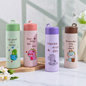 Nuova Tazza d'Acqua in Vetro a Doppio Strato Colorata, con Cordino Cartoon, Regalo Promozionale con Logo, Antiurto, Bottiglia Portatile all'Ingrosso - Product Image 2