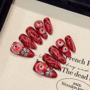 TSZS 10 pièces à la main <span class=keywords><strong>Halloween</strong></span> presse sur les ongles rose noir chat griffe os conceptions couverture complète <span class=keywords><strong>manucure</strong></span> portable <span class=keywords><strong>pour</strong></span> <span class=keywords><strong>Halloween</strong></span> - Product Image 5