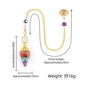 Vente en gros de graviers d'améthyste, pendule hexagone en résine de quartz rose de guérison, copeaux de cristal, pendentif cône d'orgone - Product Image 5