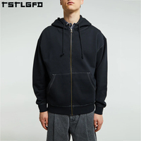 Sudadera con Capucha Extra Grande para Hombre, Personalizable, Resistente, Ecológica, de Invierno, con Doble Cremallera, Costuras en Contraste y Bordado
