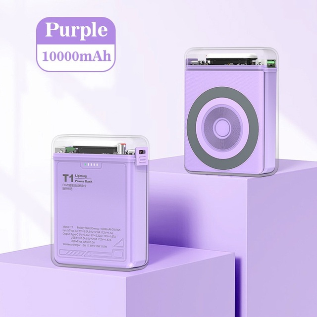 New 22.5W Magnetic Wireless USB Type C Power Station 10000mAh Fast Charging Power Bank with Built-in Cable for iPhone 3 and 1