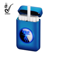 Paquet de 20 briquets LED épais en métal et étui à cigarettes imperméables et résistants à la pression avec boîte à cigarettes
