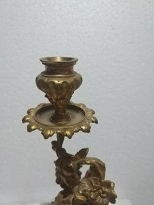 ชุดเชิงเทียนทองเหลืองสไตล์โรโคโคขนาดเล็ก รูปปั้นคิวปิดเคลือบทอง 1 แท่ง สำหรับบ้านและศาสนา - Product Image 5