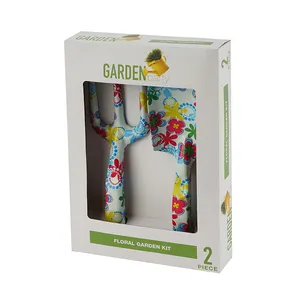 Conjunto de ferramentas de jardim personalizadas com cabo de madeira, espátula de jardim em cores opcionais, embalada em caixa