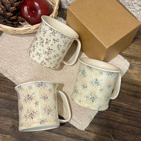 Mug Keramik Vintage Motif Bunga Grosir, Cangkir Susu & Kopi Gaya Ins untuk Sarapan