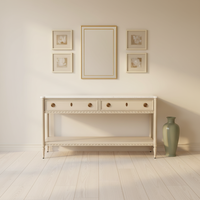 Console en chêne massif de style néoclassique français, avec étagère ouverte, pour hôtels et salles à manger