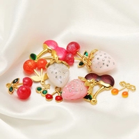Pendentifs en émail doré en forme de fruits, cerise, fraise, breloques, collier en acier inoxydable, accessoires de fabrication de bijoux