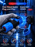 Connecteur étanche IP68 à verrouillage push-pull 2/3/4/5/6/7 broches, à sertir par vis, mâle/femelle, à connexion rapide, en cuivre plaqué or, résistant aux flammes