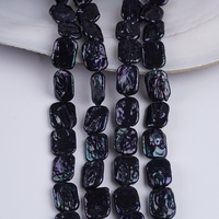 Perla Natural de Agua Dulce, 14*19mm, Bloque Rectangular, Grado Semiterminado, Sin Color Negro, Hilo para Collar, Accesorios para Joyería DIY