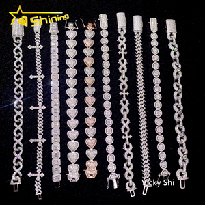 Bracciale cubano Hip Hop VVS Moissanite collezione di alta gioielleria <span class=keywords><strong>925</strong></span> argento bracciale <span class=keywords><strong>uomo</strong></span> lusso <span class=keywords><strong>uomo</strong></span> abbigliamento quotidiano - Product Image 1