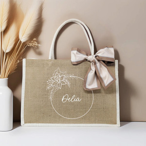 Sac Fourre-Tout Réutilisable Naturel Personnalisé Organique Naturel Pliable <span class=keywords><strong>Dessin</strong></span> Toile Plage Shopping avec Matériel de Jute - Product Image 1