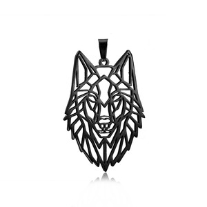 Accesorios de joyería de cabeza de Lobo ahuecados geométricos personalizados de acero inoxidable superventas transfronterizo de Jingxiang DIY Titani - Product Image 1