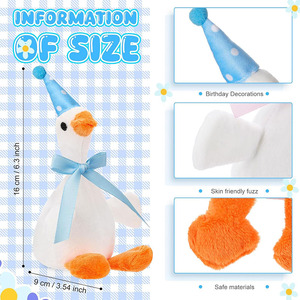 8750 Peluche de Ganso Blanco Pequeño Personalizado OEM con Lazo Azul y Gorros de Cumpleaños, Recuerdos para Baby Shower, Regalos para Familiares y Amigos - Product Image 2