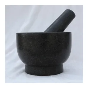 China Quality Grind 14*10cm Family Kitchen Stone Natural Hand Movement Granite Mortar Pestle