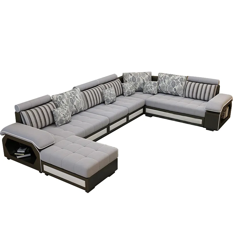 Sectional Sofa Beli Furnitur Ruang Tamu dari Cina Online Lounge Suite Modular Bentuk U L Sectional Sofa Set dan Sofa