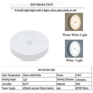 Lampe à détecteur de mouvement bicolore, lampe ronde sans fil à induction magnétique pour chambre d'enfant, chambre à coucher, escalier, armoire - Product Image 6