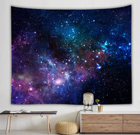 Tapiz de Arte Bohemio Galaxy con Patrón de Retrato, Tapiz de Pared de Poliéster Ecológico para Decoración de Dormitorio y Sala de Estar